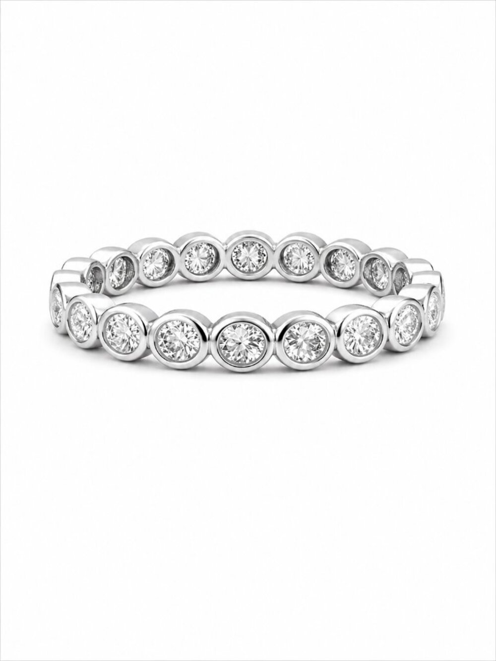 1.4 CT Moissanite Diamond Bezel Set Eternity Band